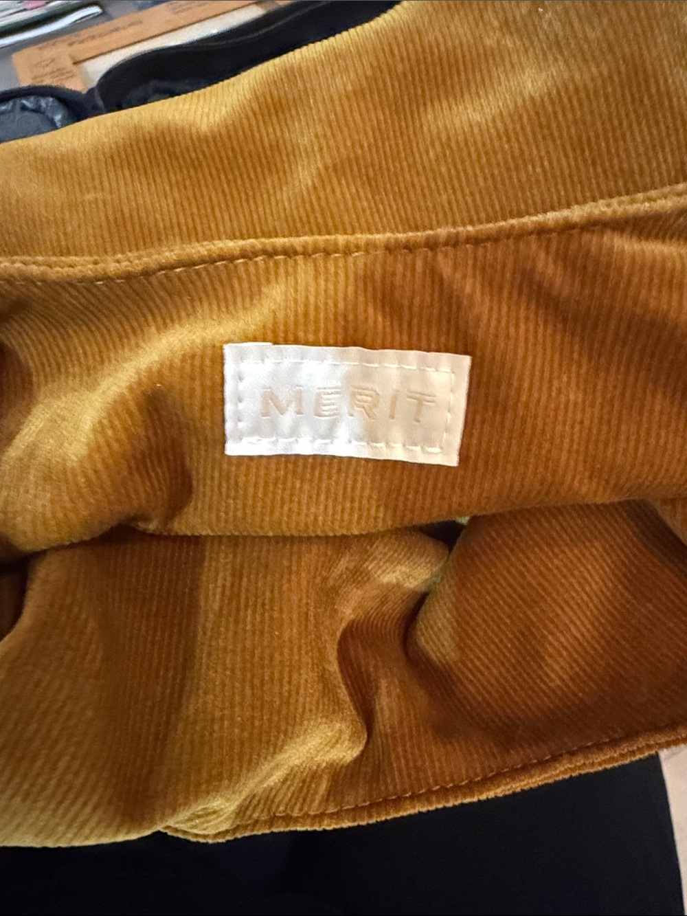 MERIT Signature Corduroy Knot Bag Caramel Tan Mini Clutch / Cosmetic Pouch - Picture 5 of 6